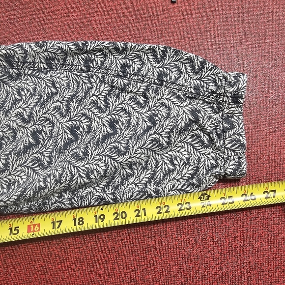 Anthropologie Linen Joggers Palm Leaf Pattern Black Ivory Drawstring Womens M - Picture 15 of 15
